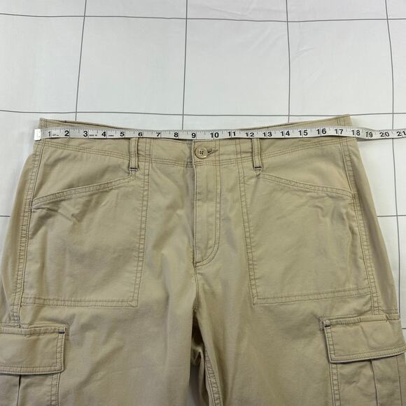 L.L.Bean Pants Womens 14 Petite Khaki Stretch Canvas Cargo Mid Rise Straight Leg - Picture 6 of 11